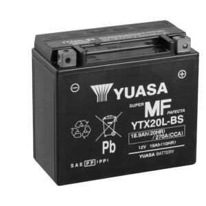 Batterie YUASA YTX20L AGM SLA 12V 18.9Ah 270A+D 175 X 87 X 155 PRETE