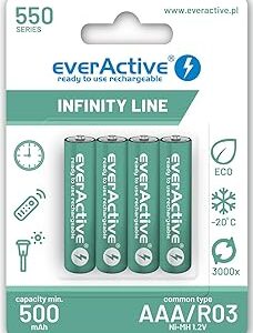 Batteries Rechargeable EVERACTIVE R03/AAA 550 mah BLISTER DE 4