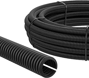 Gaine flexible annelée fendue Ø6mm (100m) noire